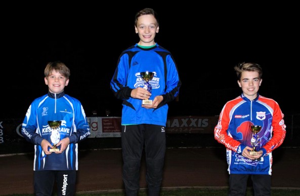 Suffolk GP U13 2017: Noah Woodhouse, Aaron Robb, Kristian Mitchell. Photo: Andrew Parr